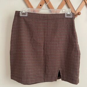 Classic Brown Houndstooth Skirt